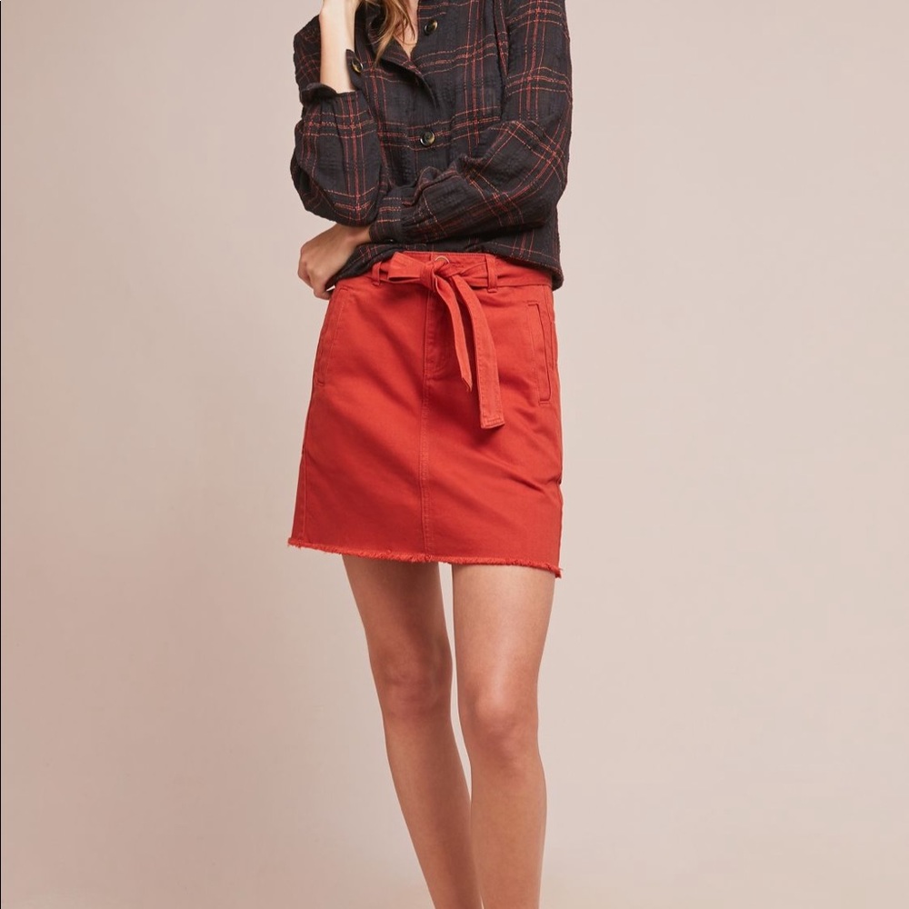 Anthropologie Belted Mini Skirt